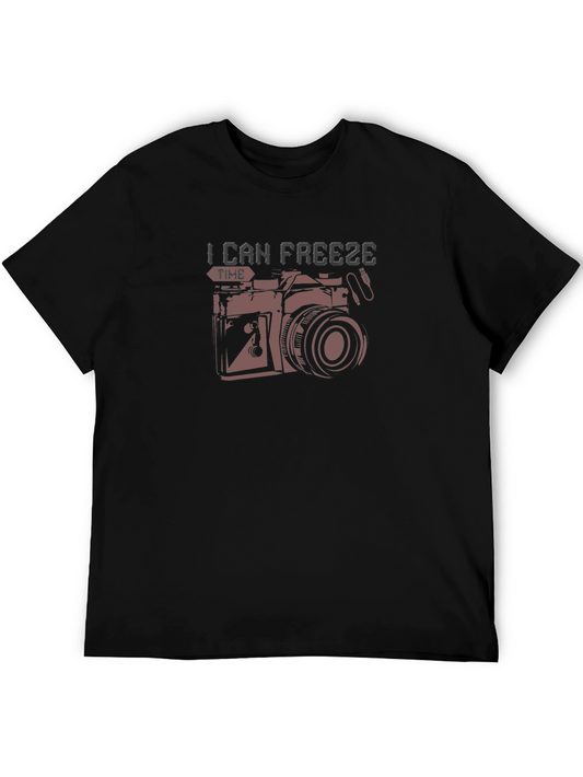 Freeze Time Camera Graphic T-Shirt - Black