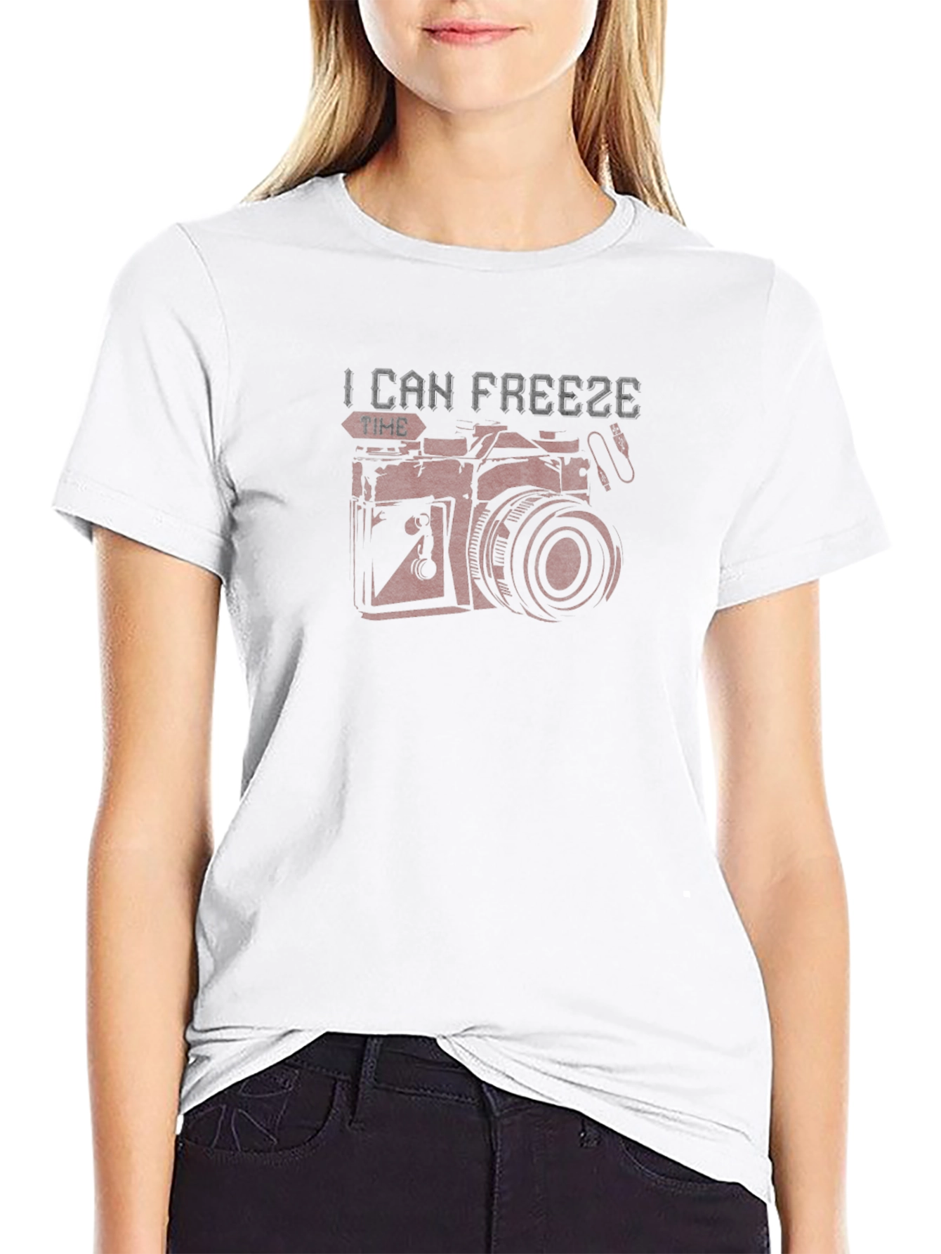 Freeze Time Camera Graphic T-Shirt - Black