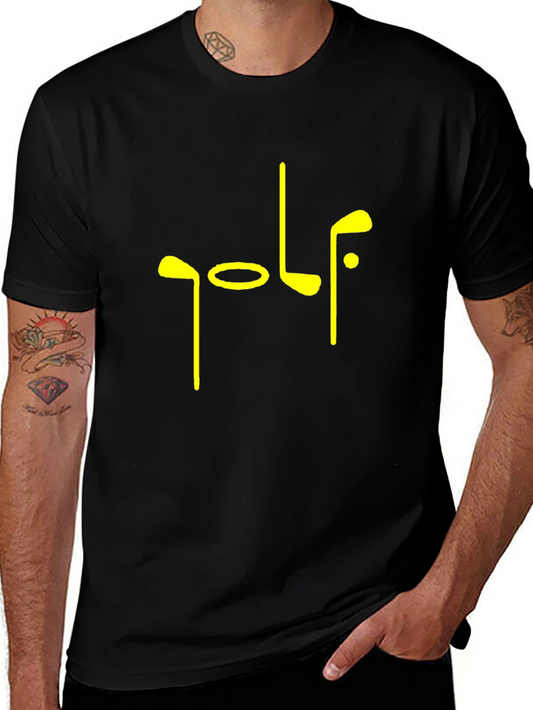 Golf Graphic Tee - Black Cotton Short Sleeve Shirt
