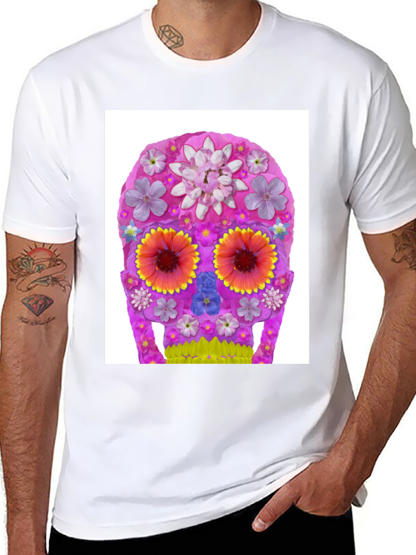 Floral Sugar Skull Graphic T-Shirt