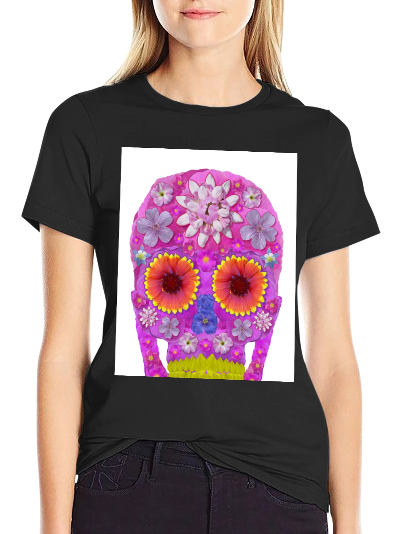 Floral Sugar Skull Graphic T-Shirt