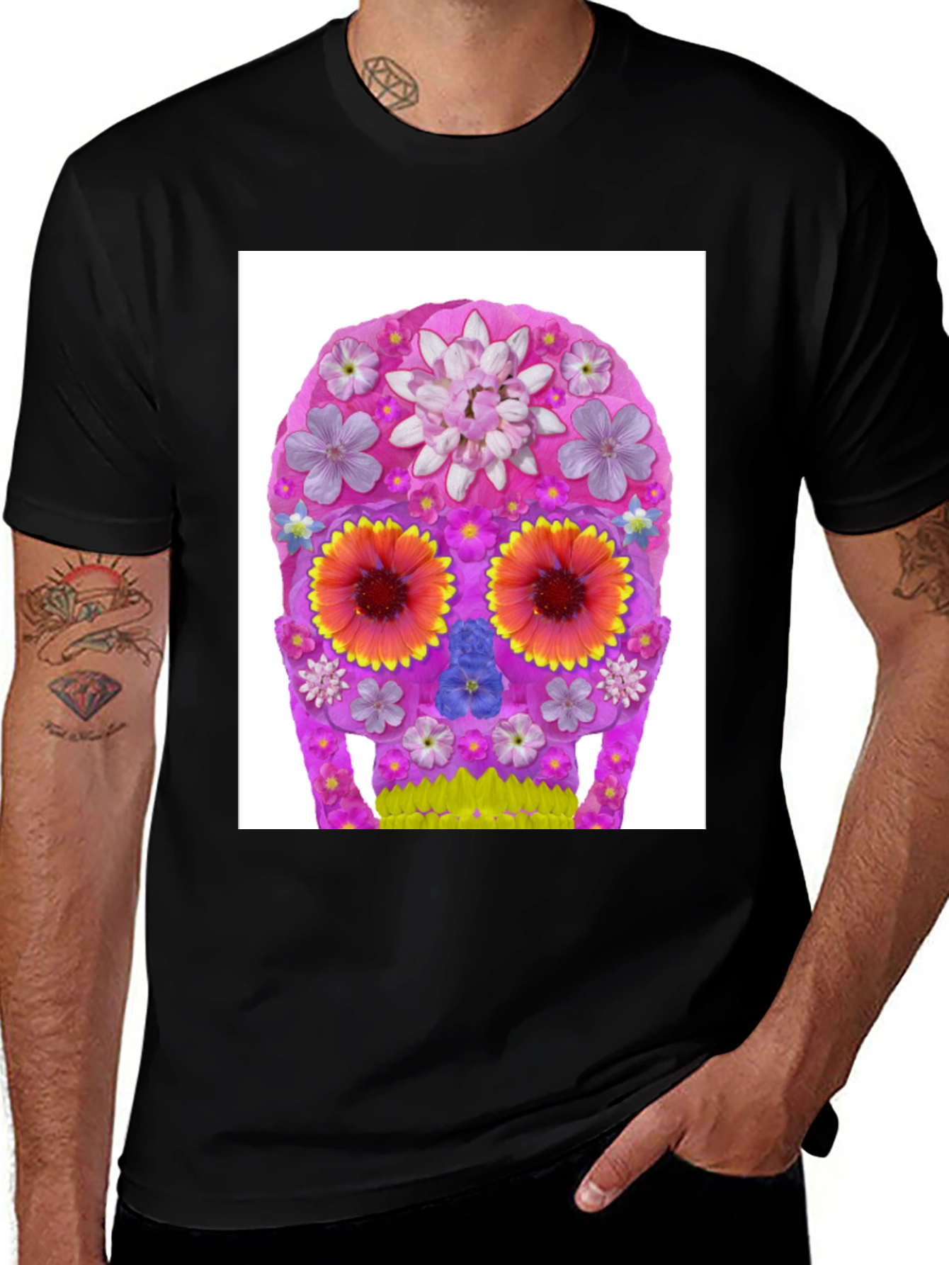 Floral Sugar Skull Graphic T-Shirt