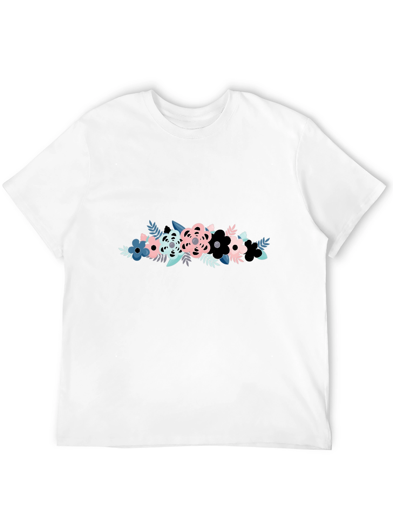Floral Graphic Print Mens Black T-Shirt