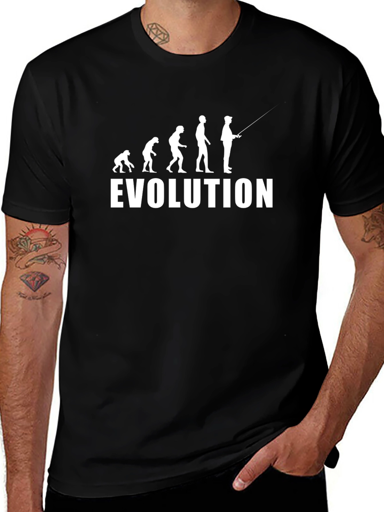 Evolution of Fishing Black T-Shirt