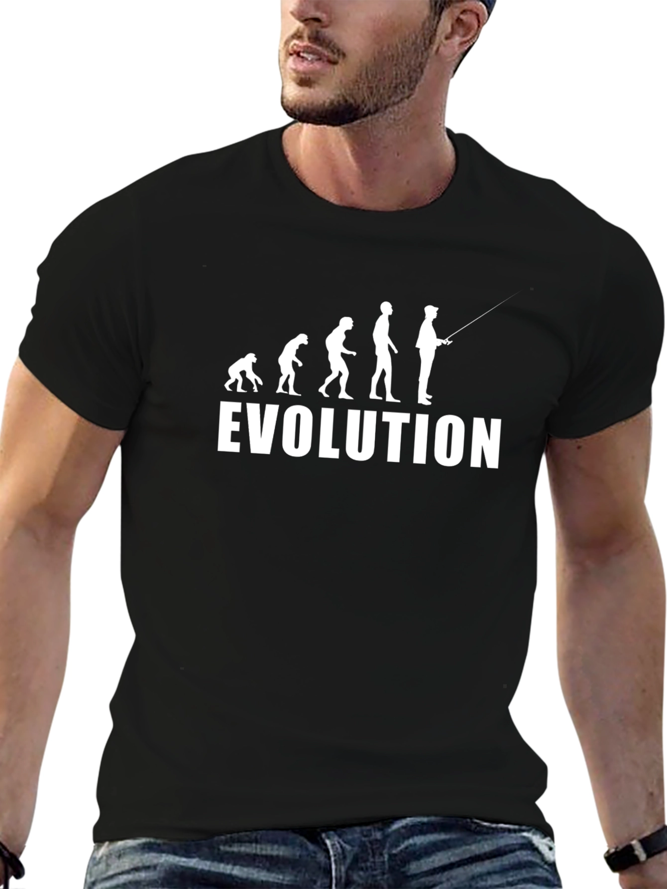 Evolution of Fishing Black T-Shirt