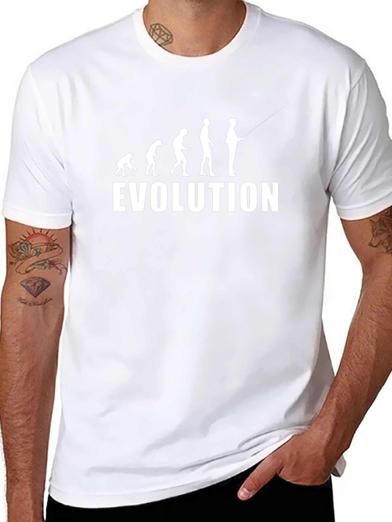 Evolution of Fishing Black T-Shirt