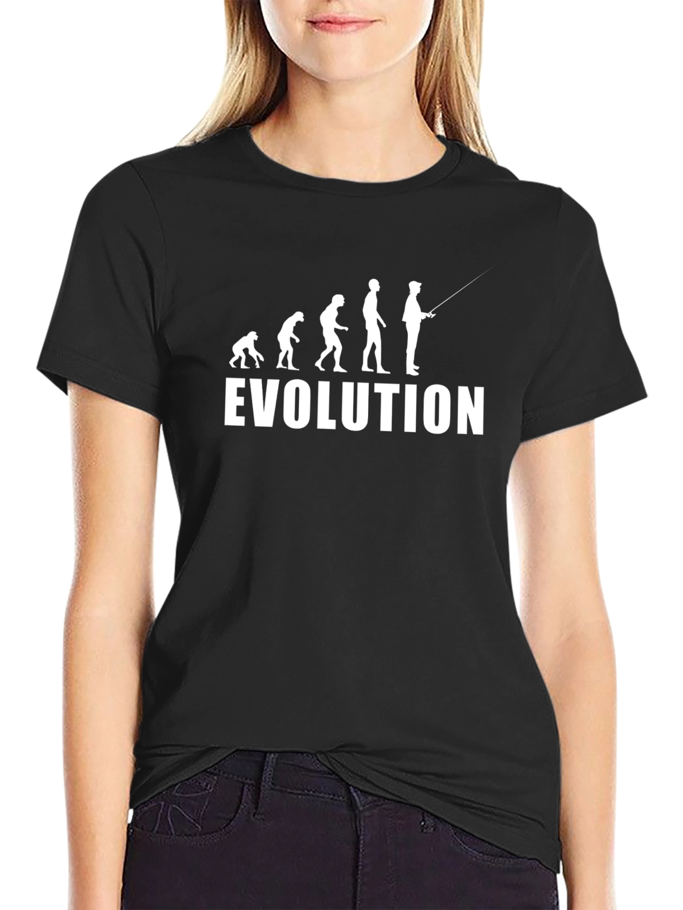 Evolution of Fishing Black T-Shirt