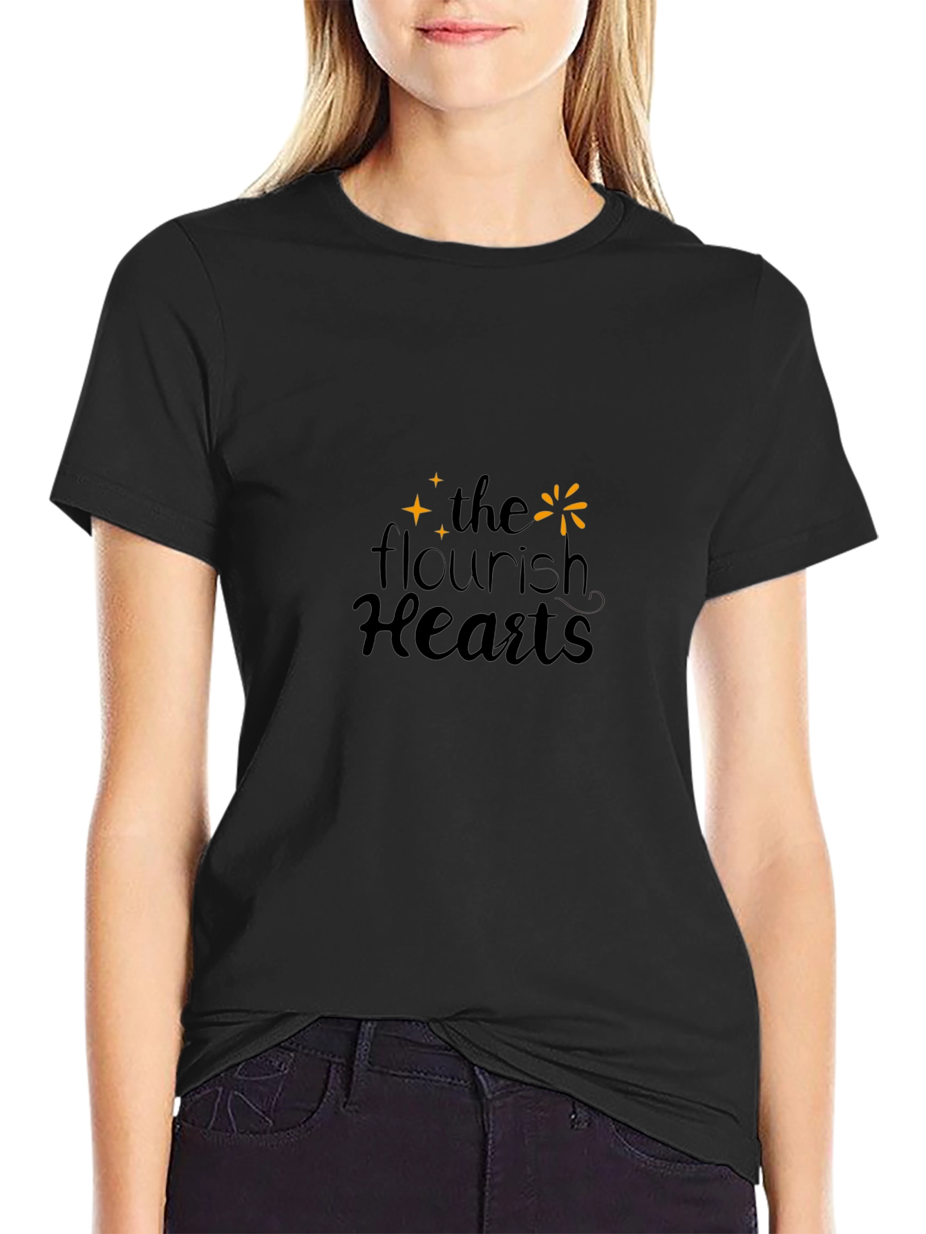 The Flourish Hearts Black T-Shirt