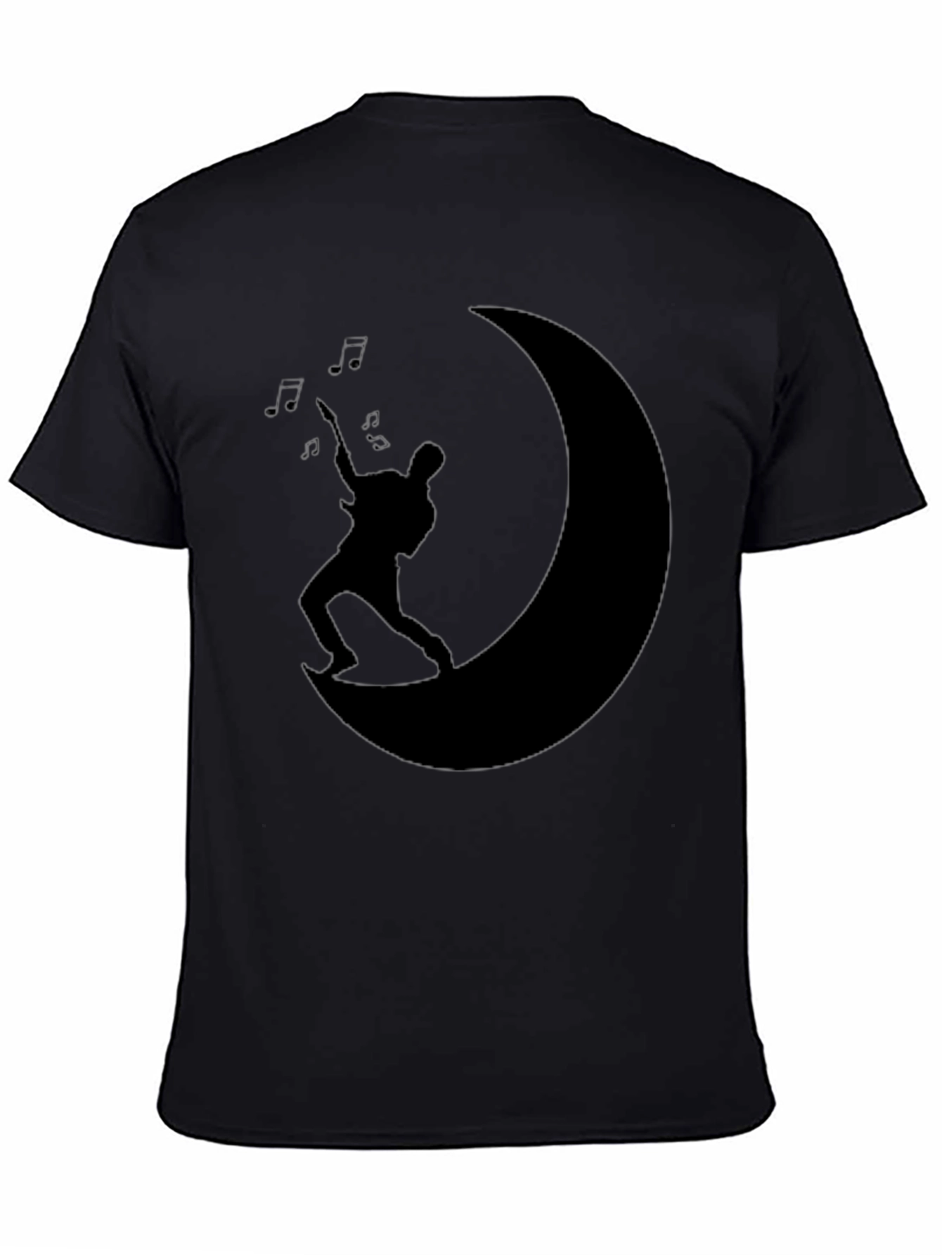 Moon Guitarist Black T-Shirt - Music Lover Tee