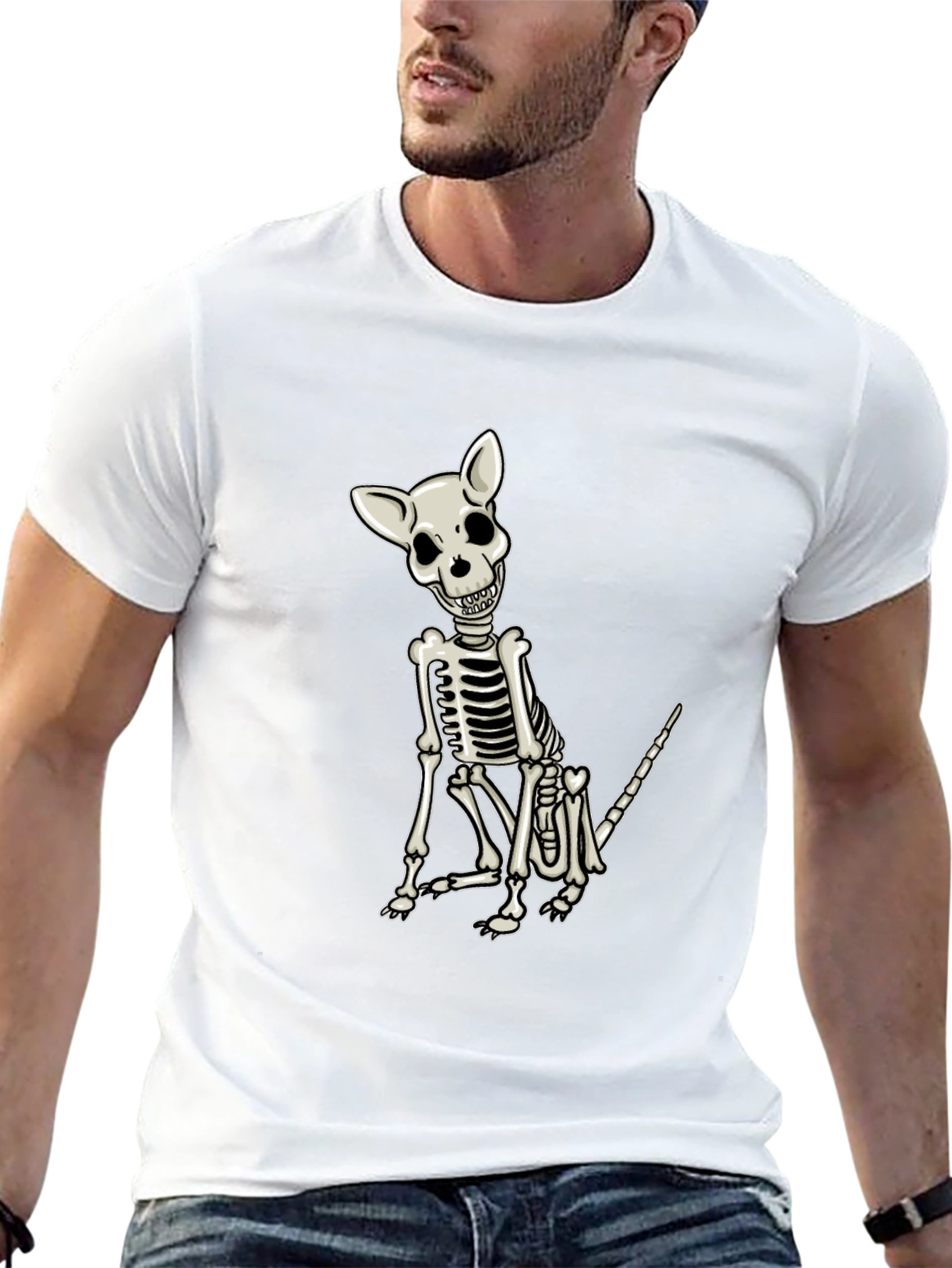 Skeleton Dog Graphic Tee - Mens Black T-Shirt