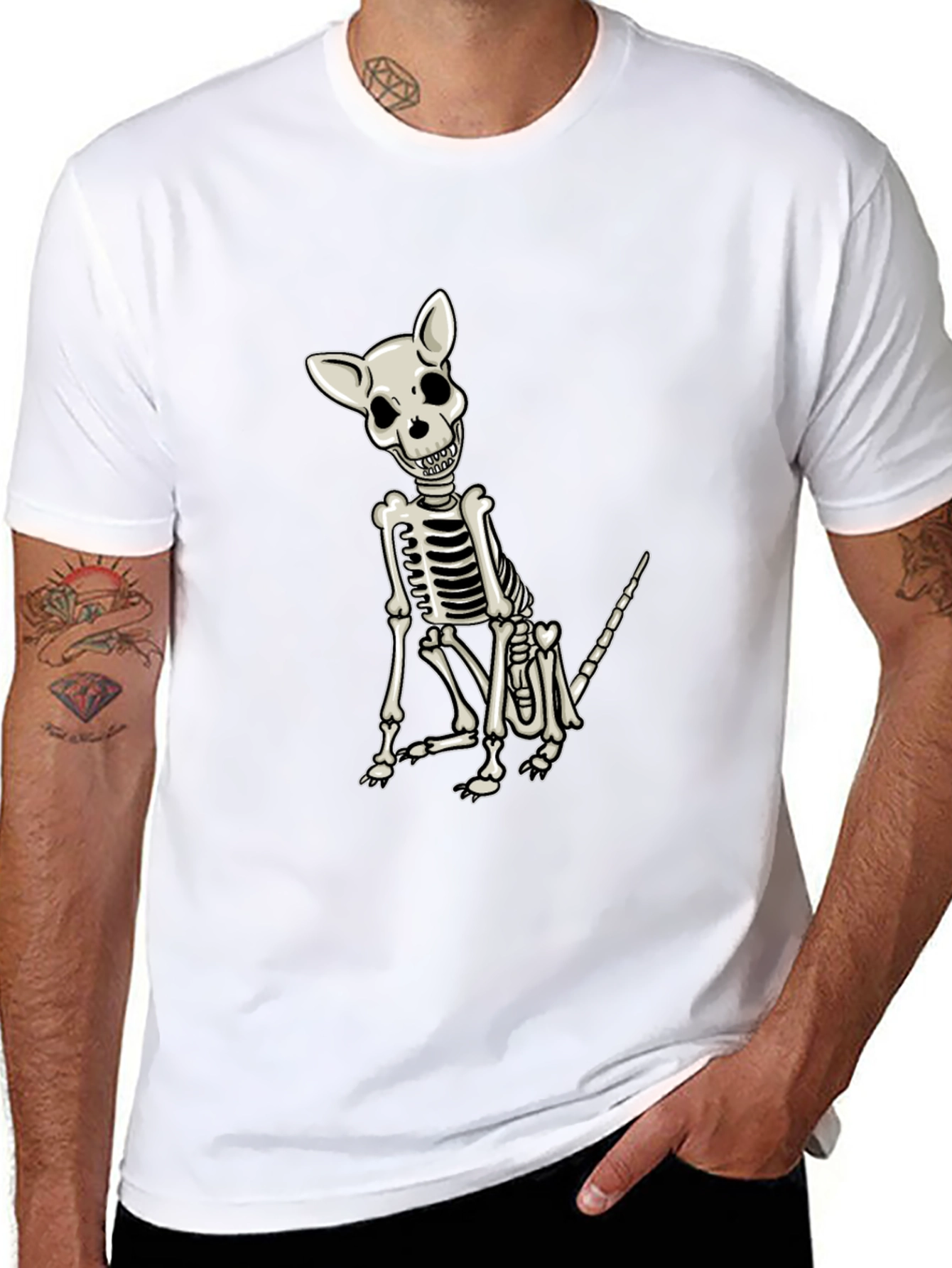 Skeleton Dog Graphic Tee - Mens Black T-Shirt