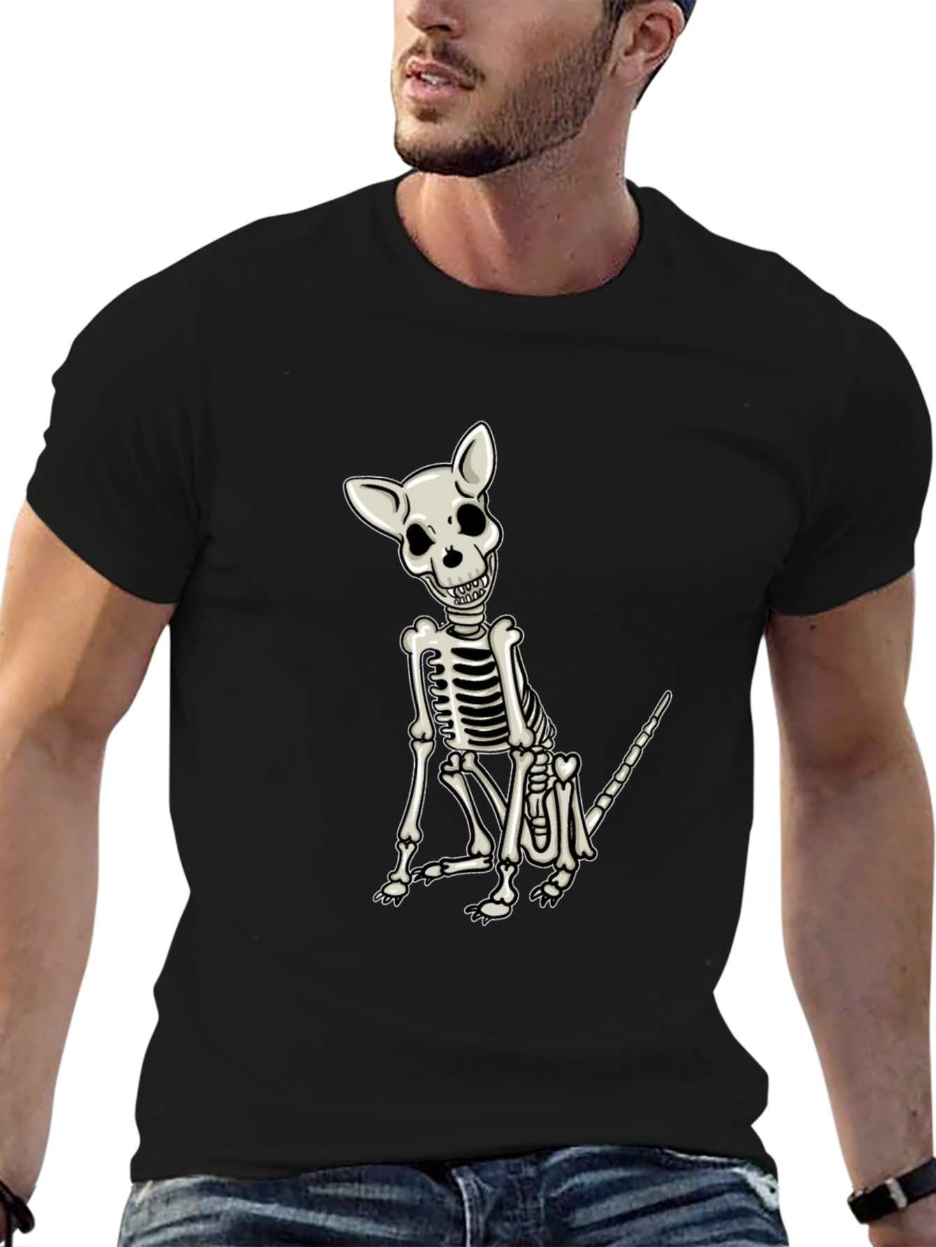 Skeleton Dog Graphic Tee - Mens Black T-Shirt