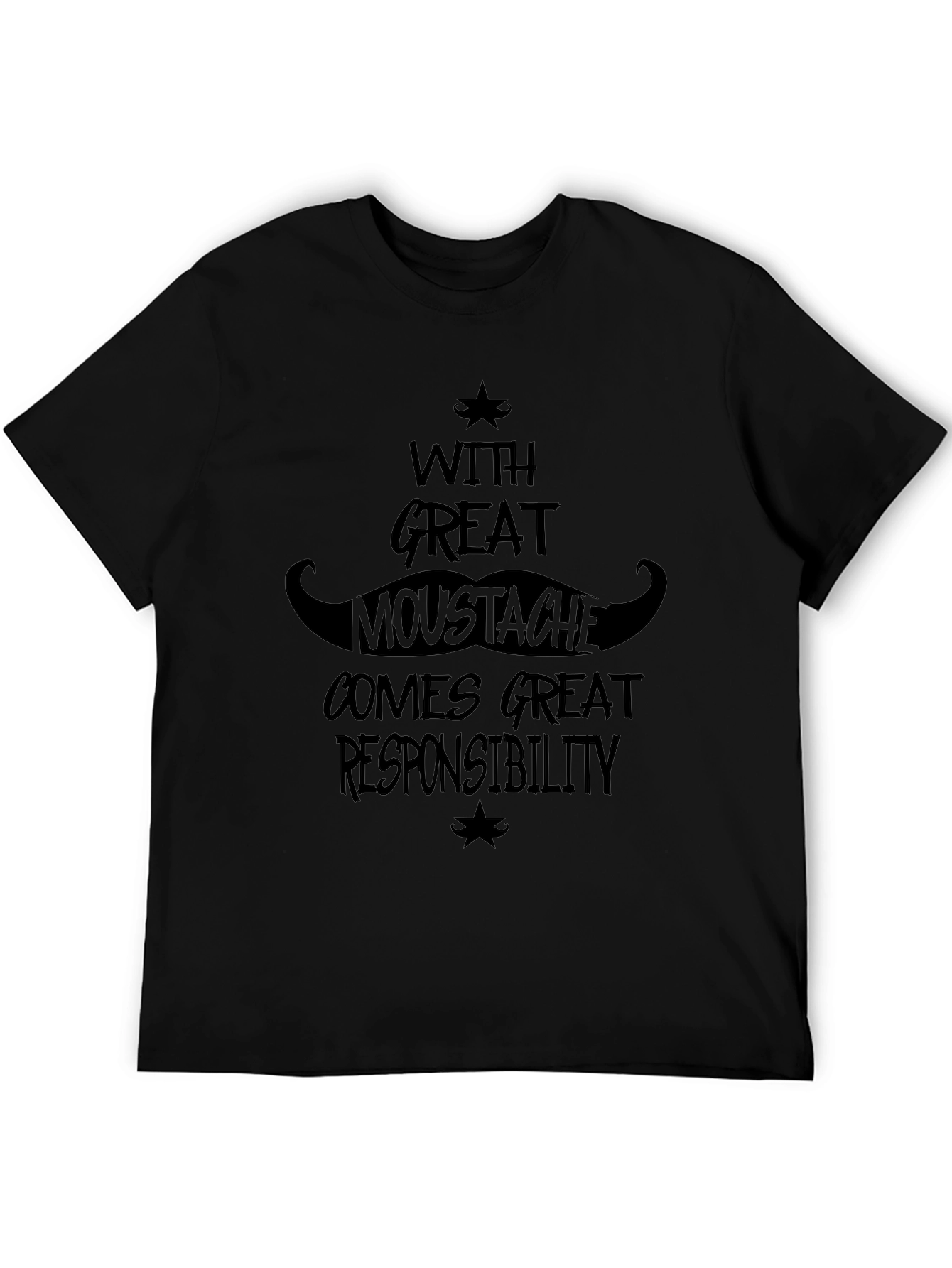Mustache Responsibility Graphic Tee - Black Cotton Blend