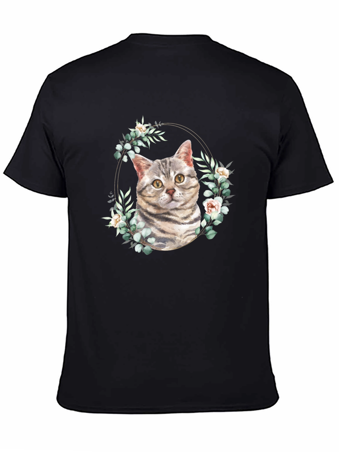 Cat & Floral Wreath Graphic Tee