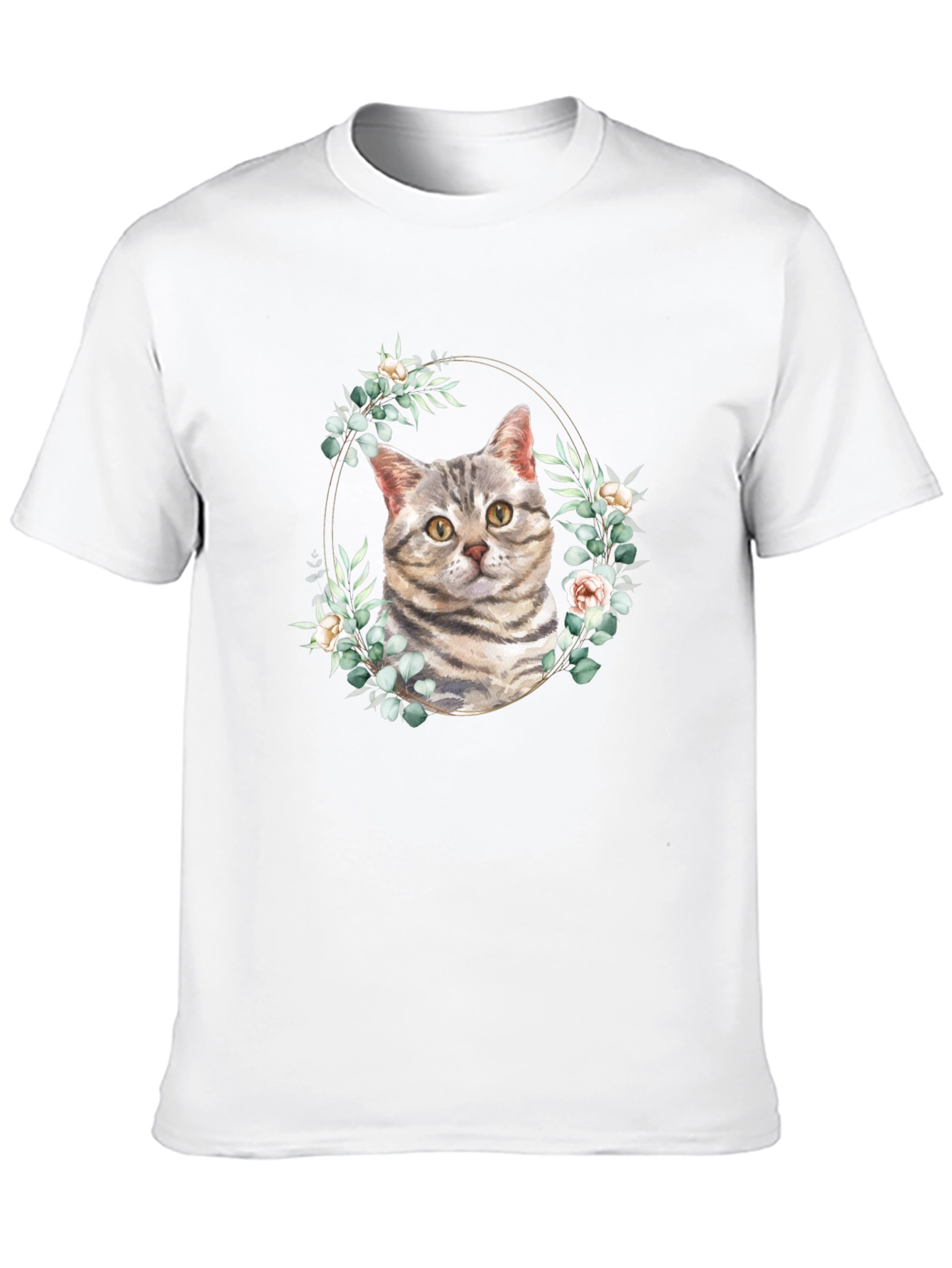 Cat & Floral Wreath Graphic Tee