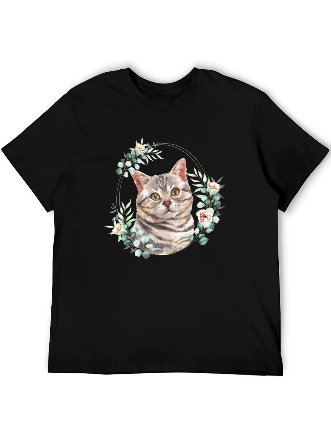 Cat & Floral Wreath Graphic Tee