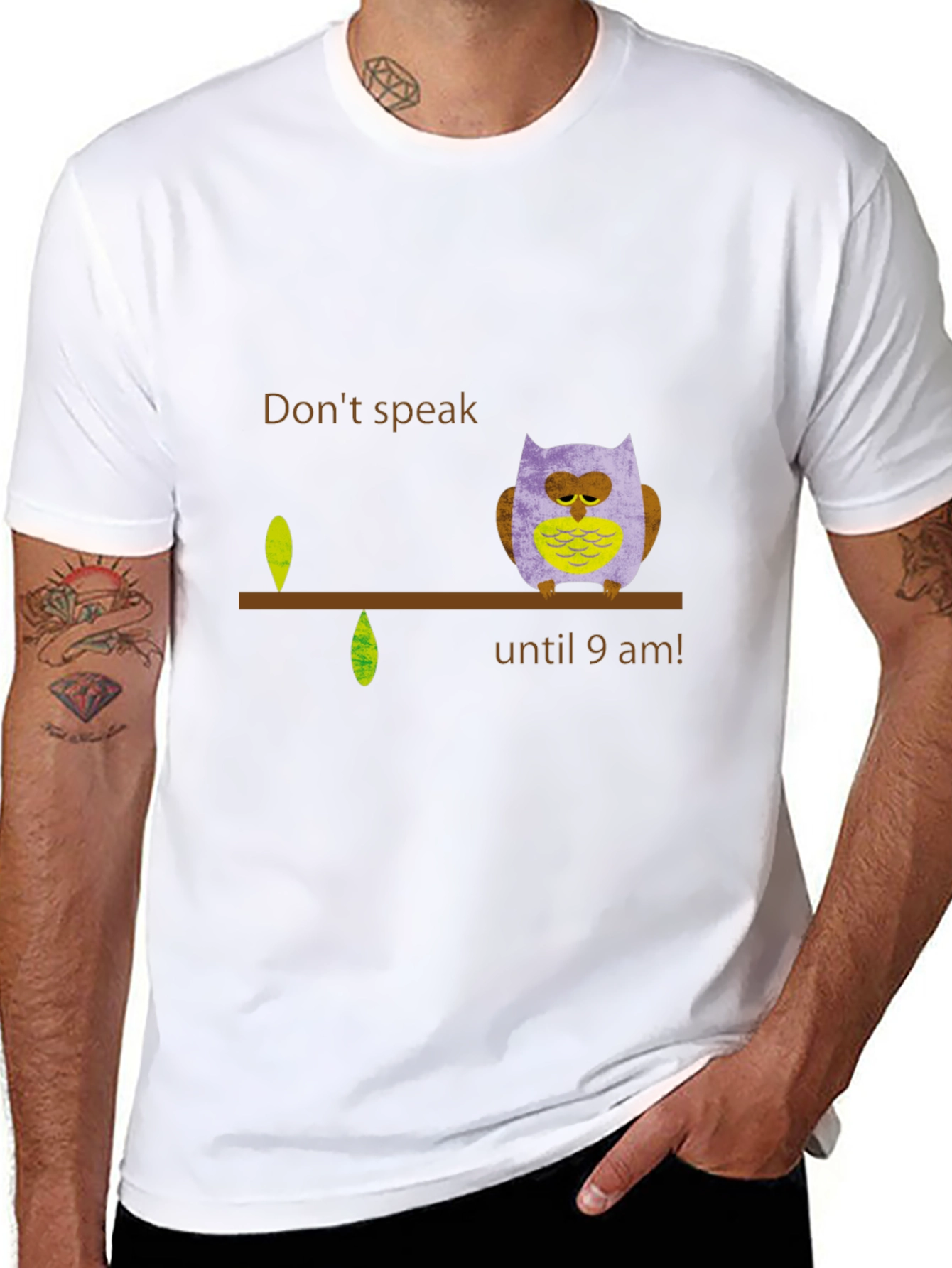 Dont Speak Until 9 AM Owl Graphic Tee