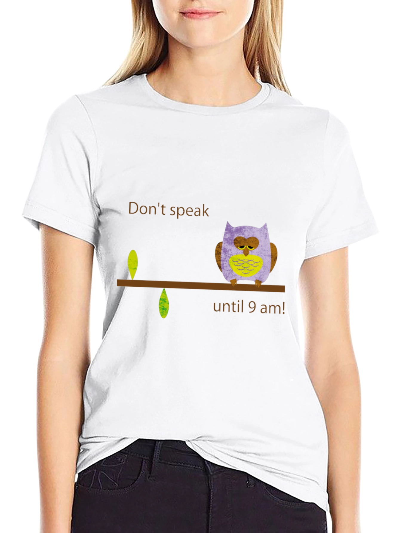 Dont Speak Until 9 AM Owl Graphic Tee