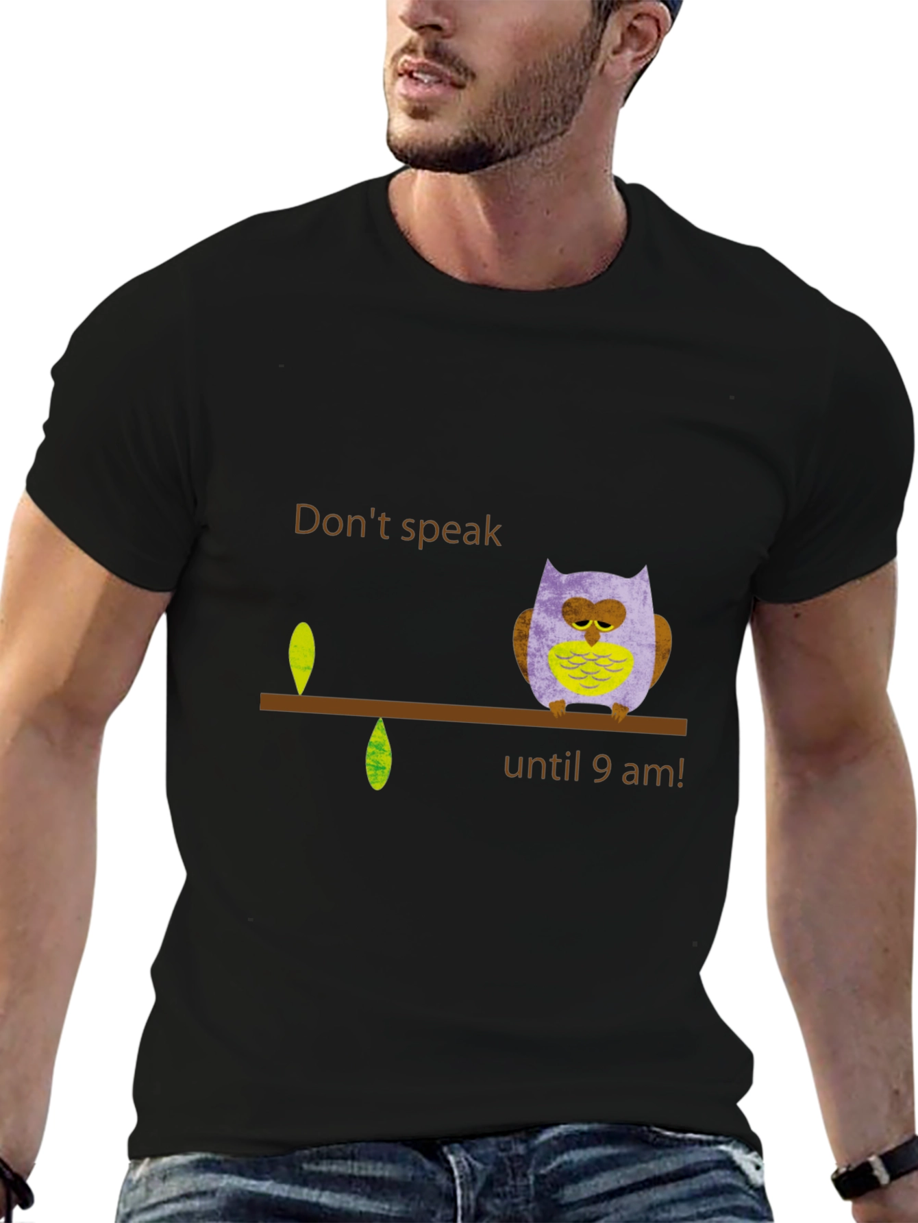 Dont Speak Until 9 AM Owl Graphic Tee