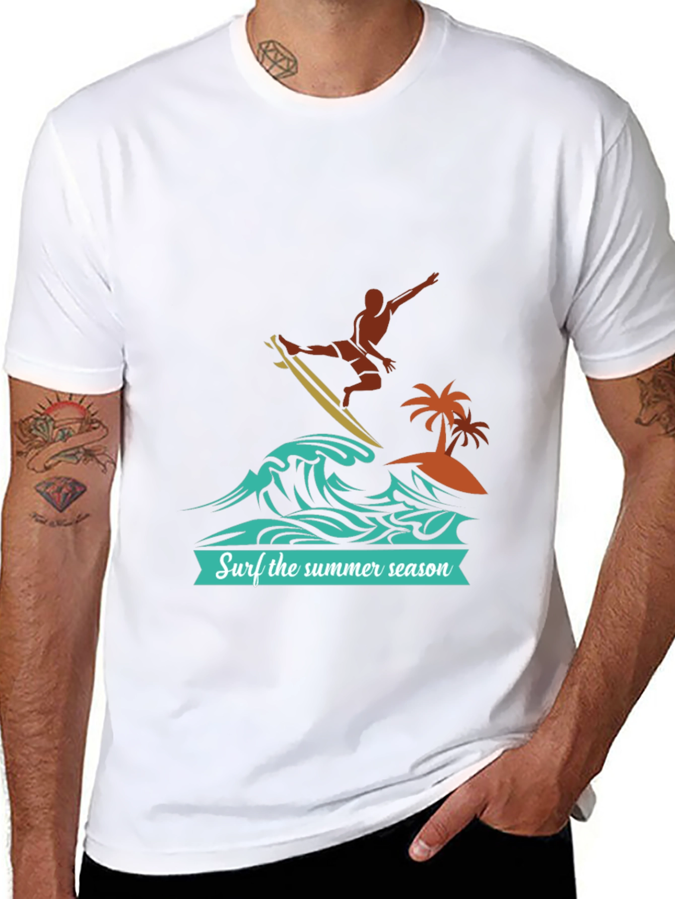 Surf the Summer Season Black Graphic Tee