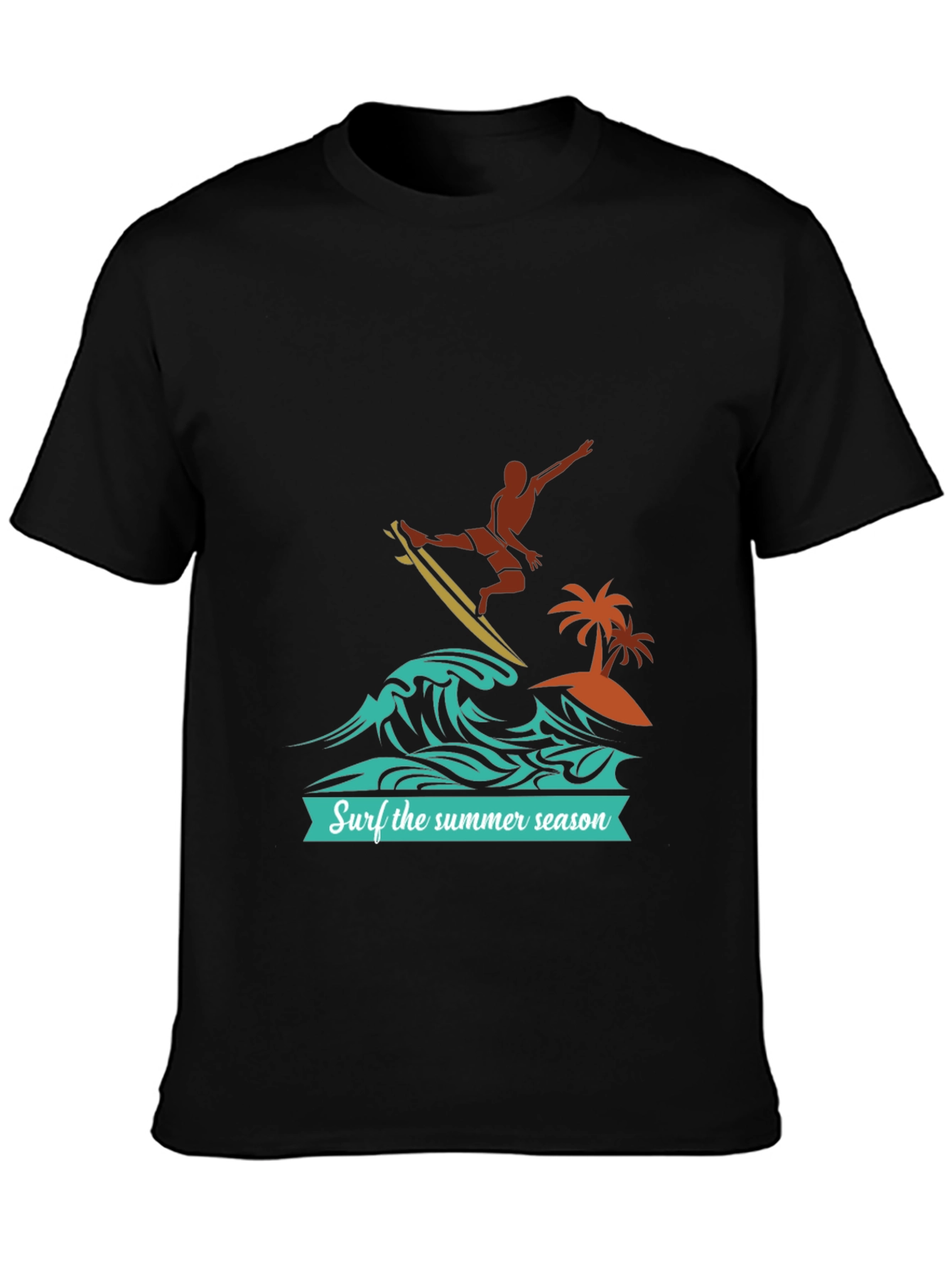 Surf the Summer Season Black Graphic Tee