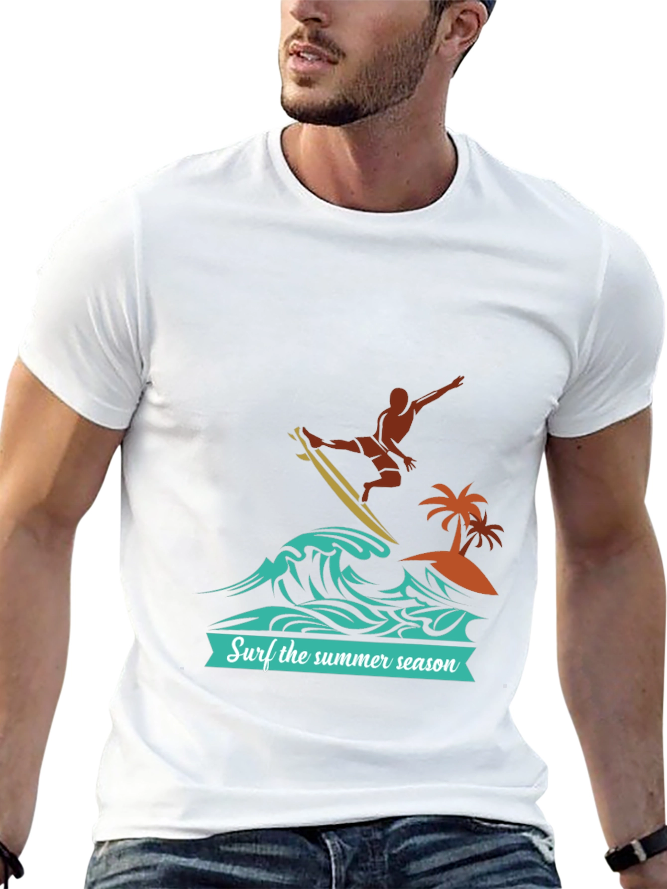 Surf the Summer Season Black Graphic Tee