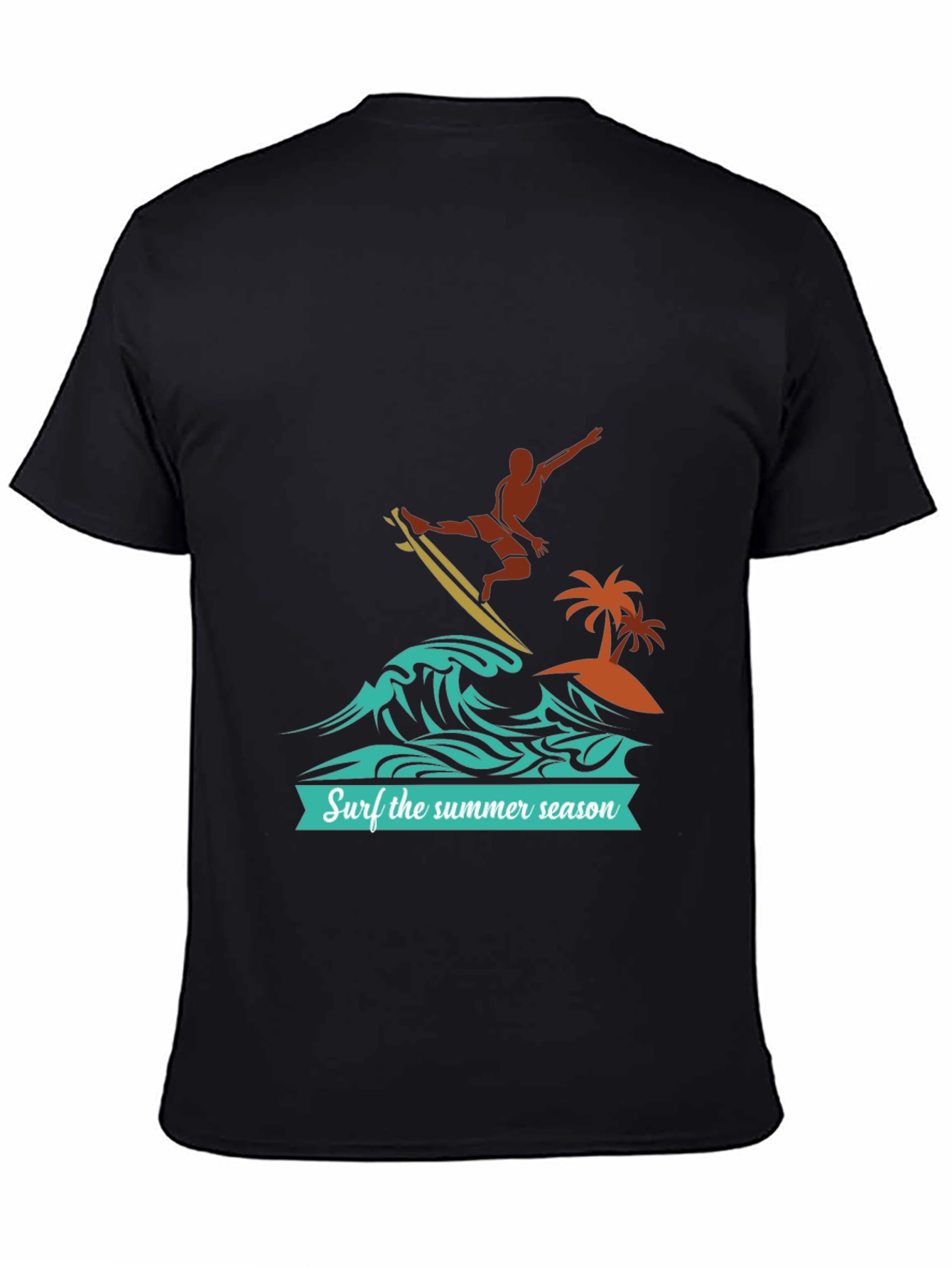 Surf the Summer Season Black Graphic Tee