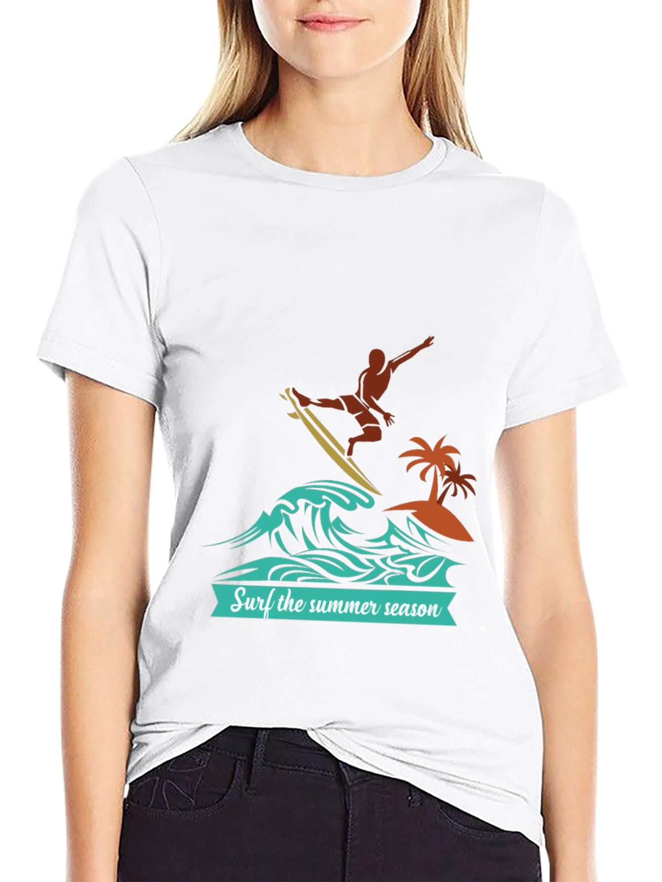 Surf the Summer Season Black Graphic Tee