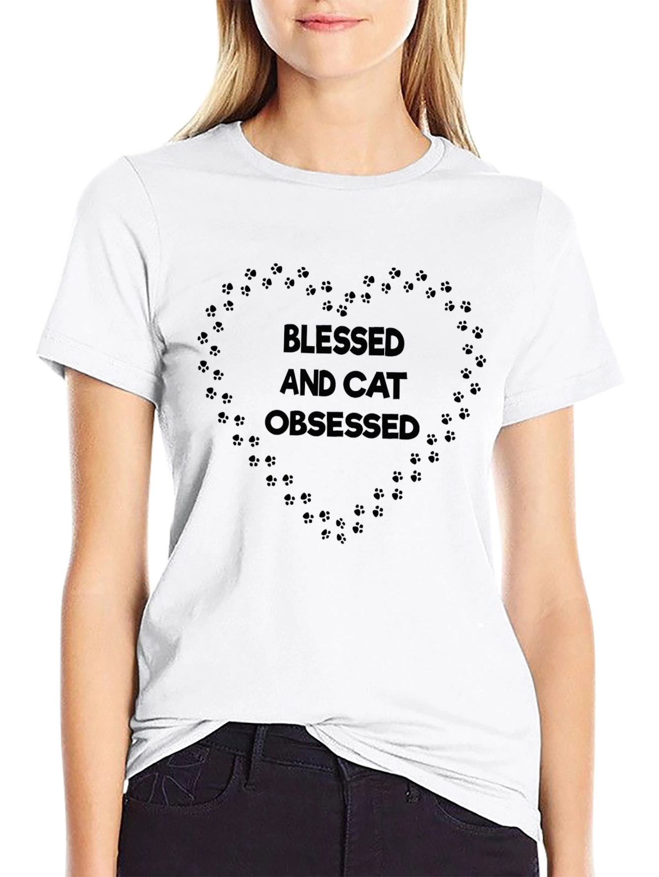 Blessed & Cat Obsessed T-Shirt - Unisex Black Tee