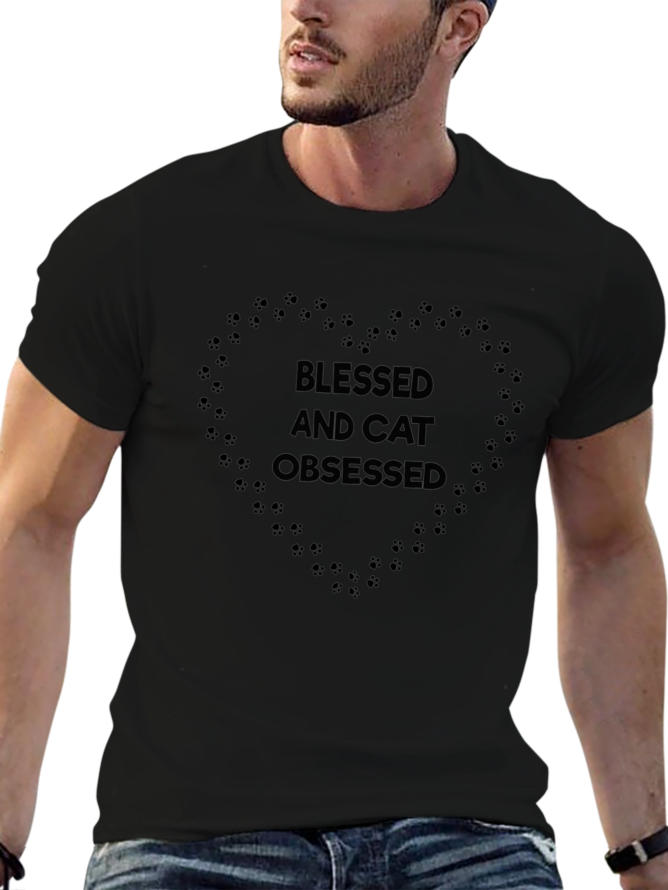 Blessed & Cat Obsessed T-Shirt - Unisex Black Tee