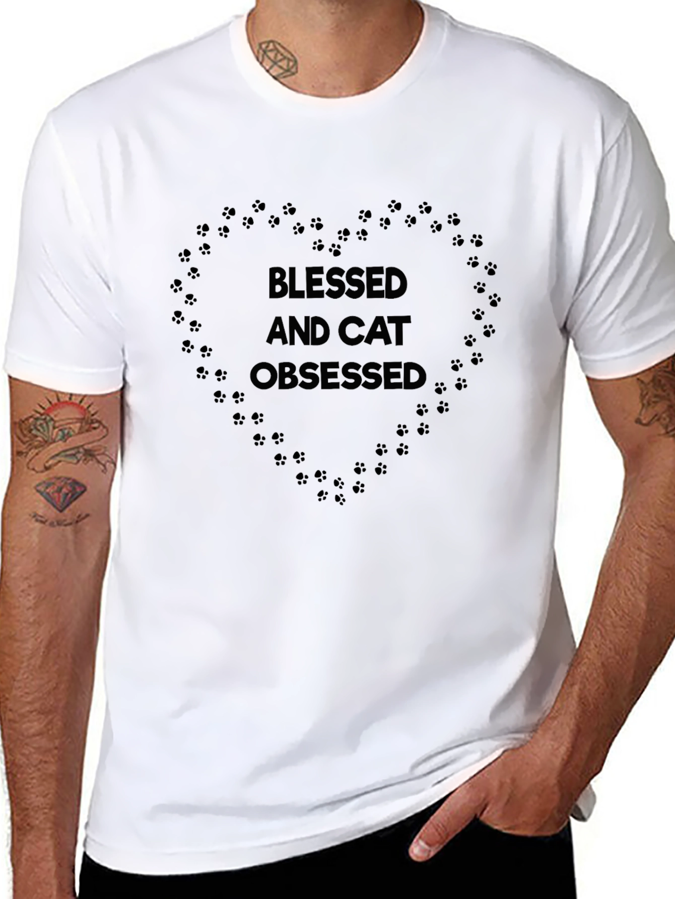 Blessed & Cat Obsessed T-Shirt - Unisex Black Tee