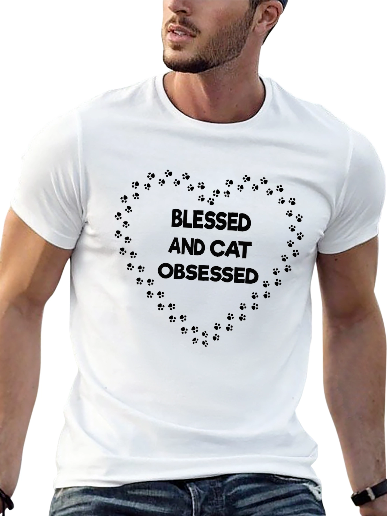 Blessed & Cat Obsessed T-Shirt - Unisex Black Tee