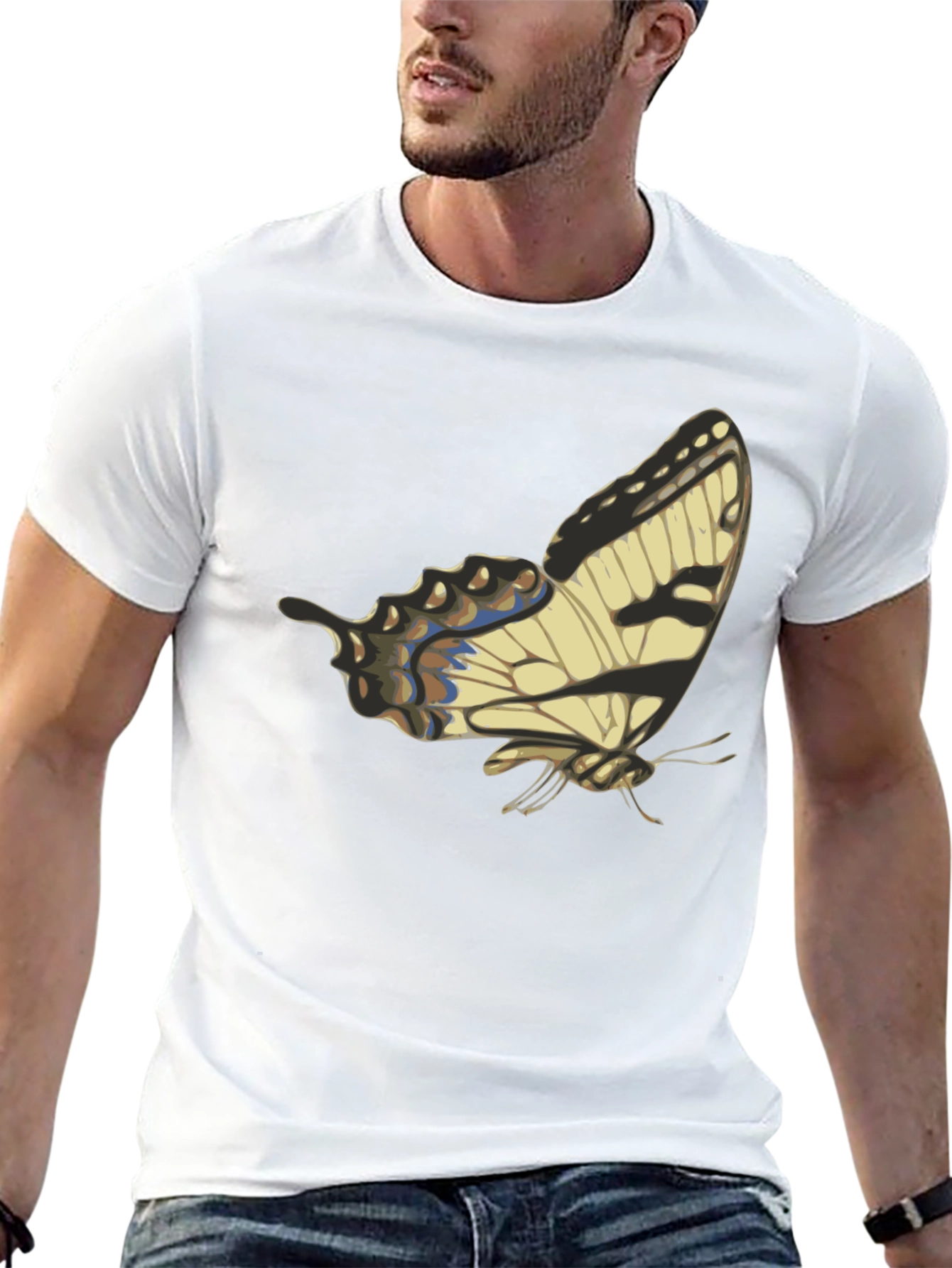 Butterfly Graphic Print Black T-Shirt