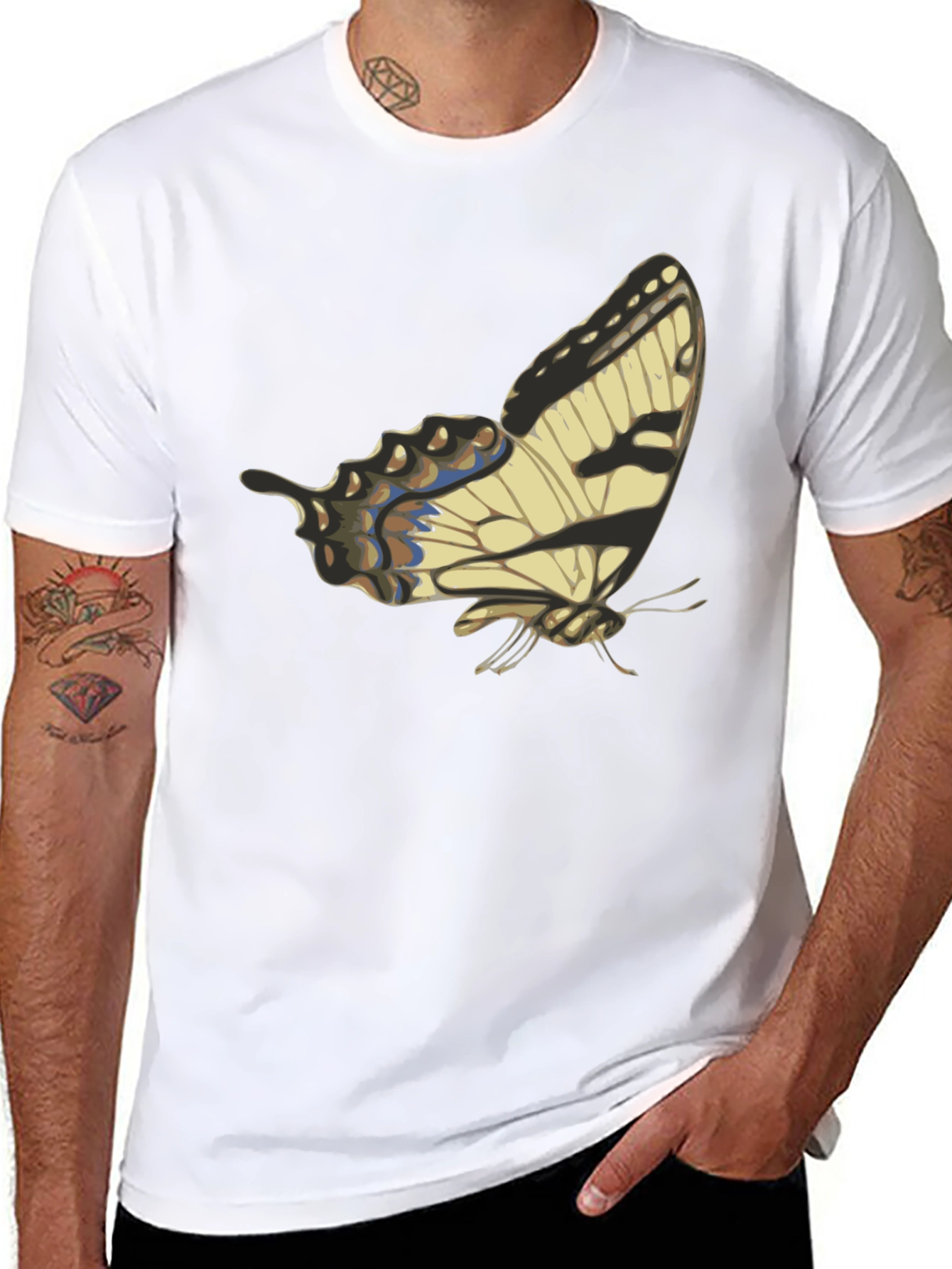 Butterfly Graphic Print Black T-Shirt
