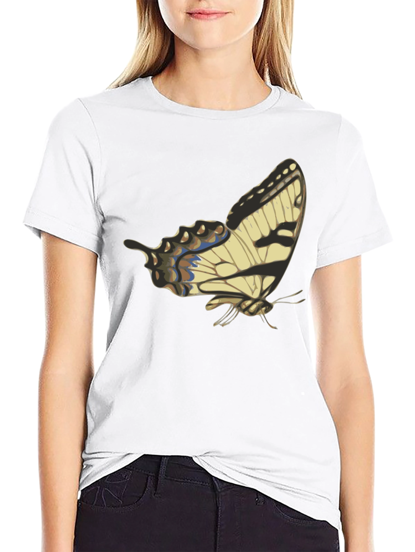 Butterfly Graphic Print Black T-Shirt