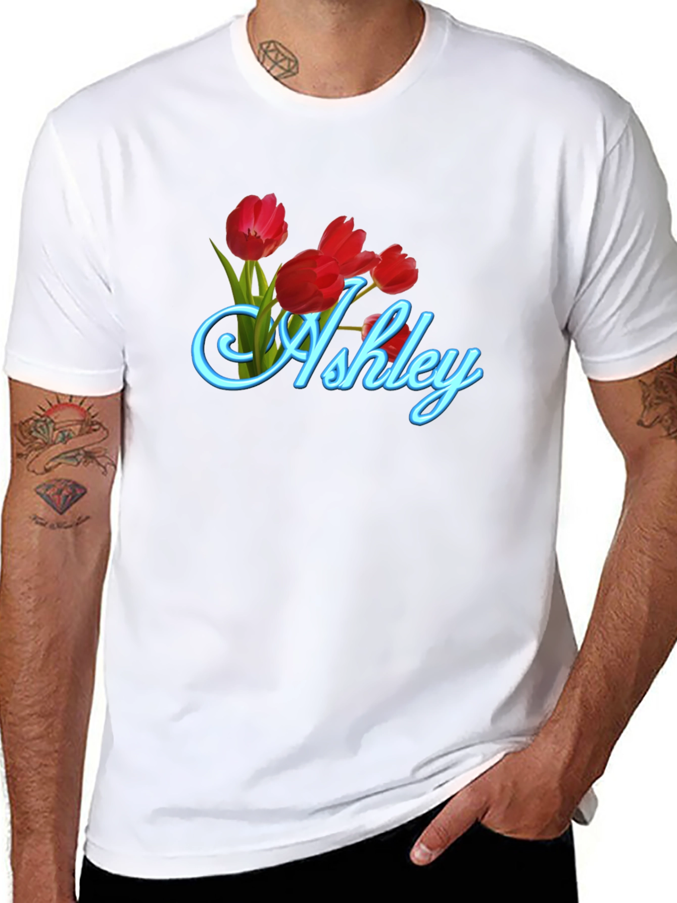 Ashley Floral Tulip Black T-Shirt