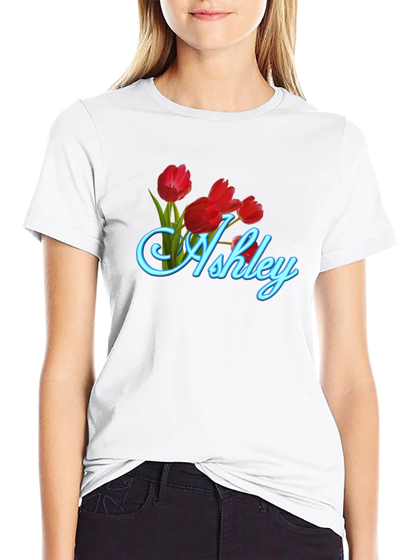 Ashley Floral Tulip Black T-Shirt