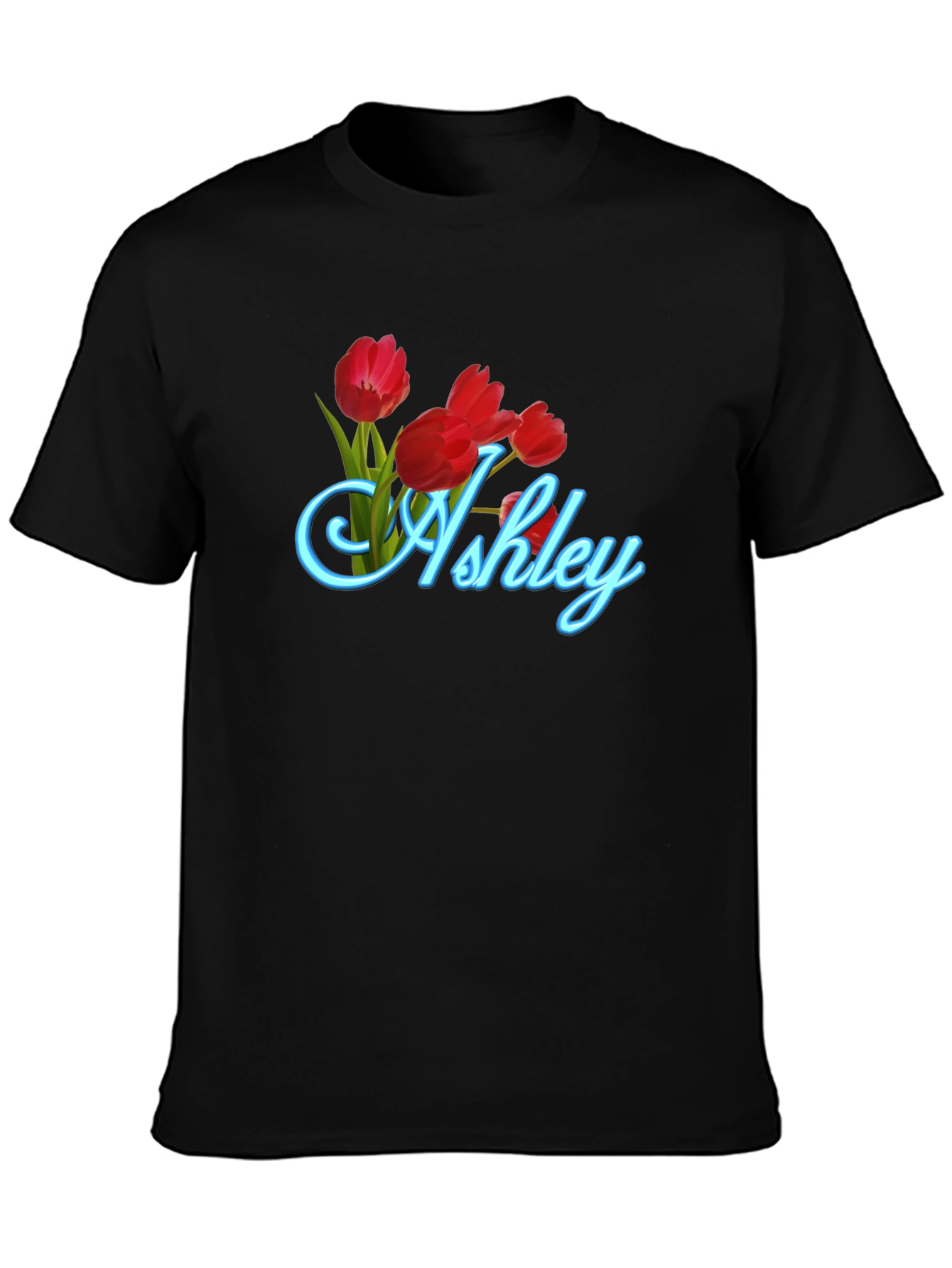 Ashley Floral Tulip Black T-Shirt