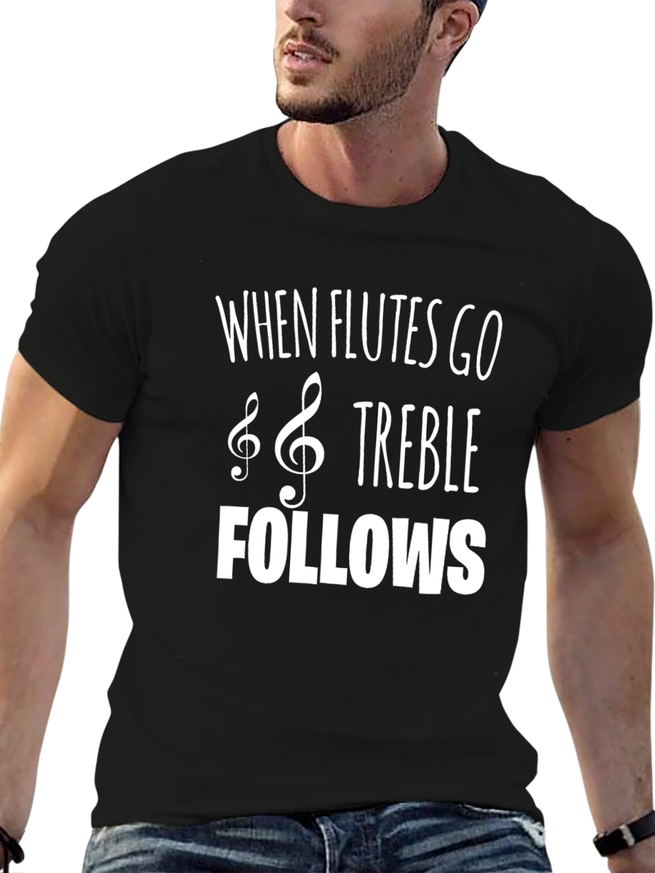 Funny Music Flute Treble Clef T-Shirt