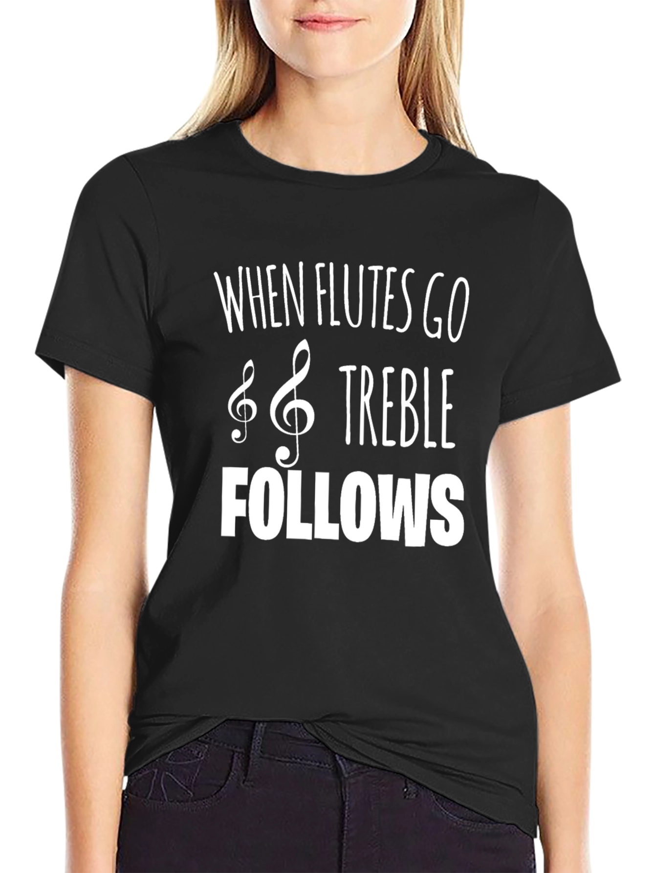 Funny Music Flute Treble Clef T-Shirt
