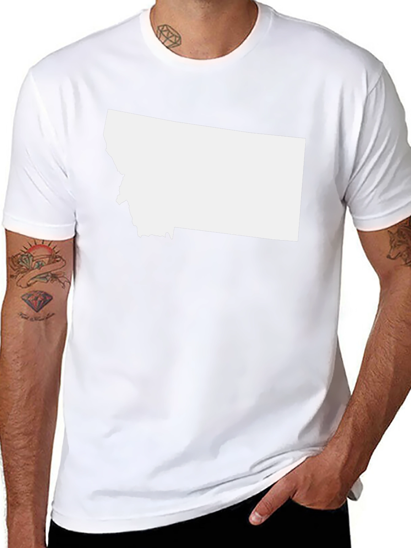 Montana State Outline Black T-Shirt