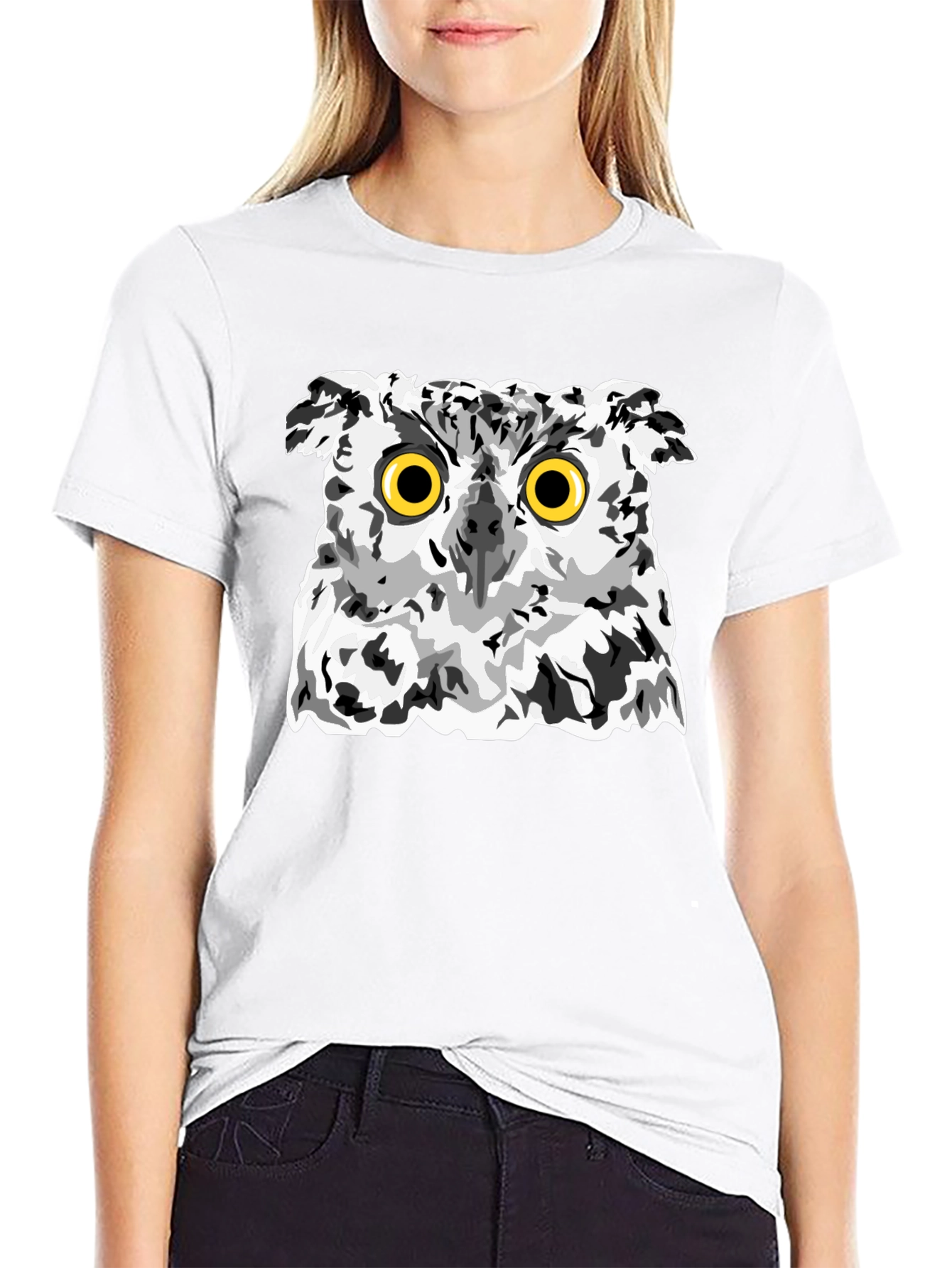 Owl Graphic Print Black T-Shirt
