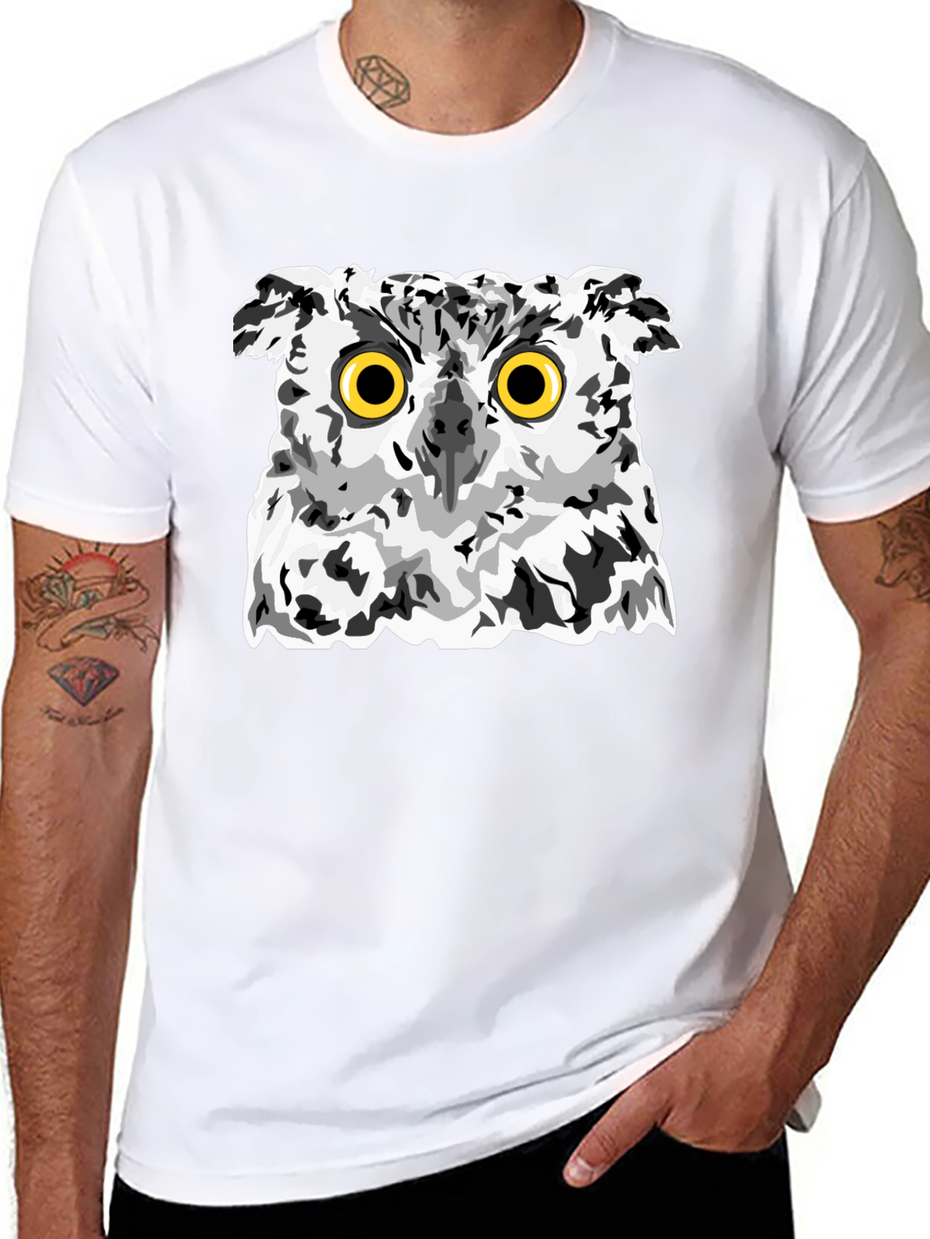 Owl Graphic Print Black T-Shirt