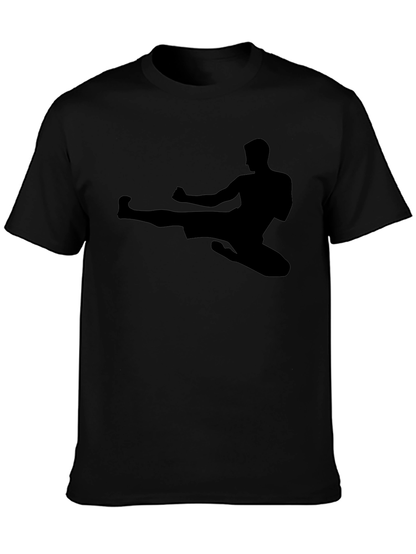 Martial Arts Kick Silhouette Black T-Shirt
