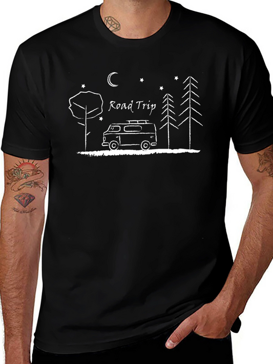 Road Trip Van Graphic Tee - Stylish Black T-Shirt