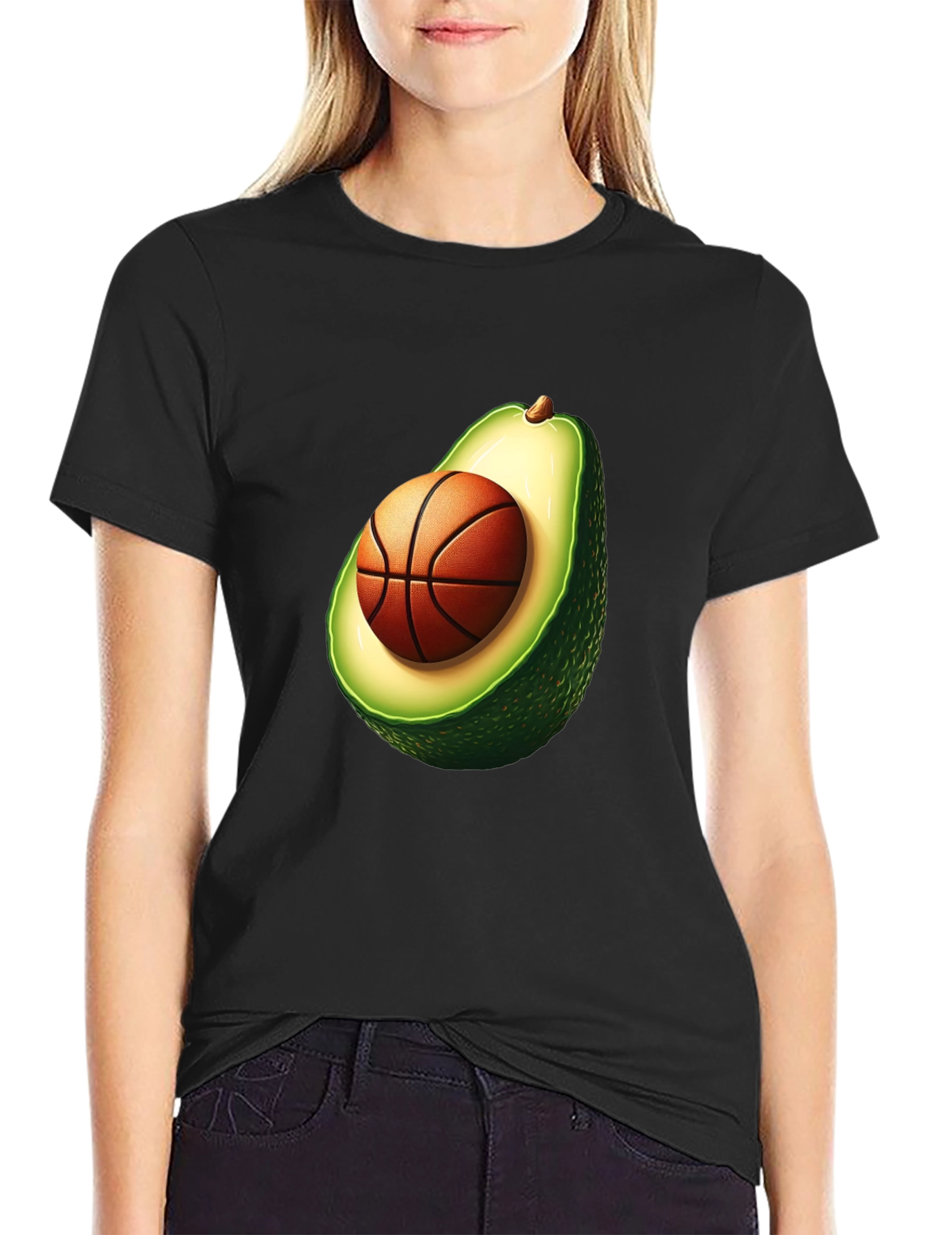 Avocado Basketball Graphic Tee - Unique Mens T-Shirt