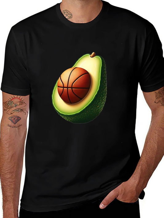Avocado Basketball Graphic Tee - Unique Mens T-Shirt