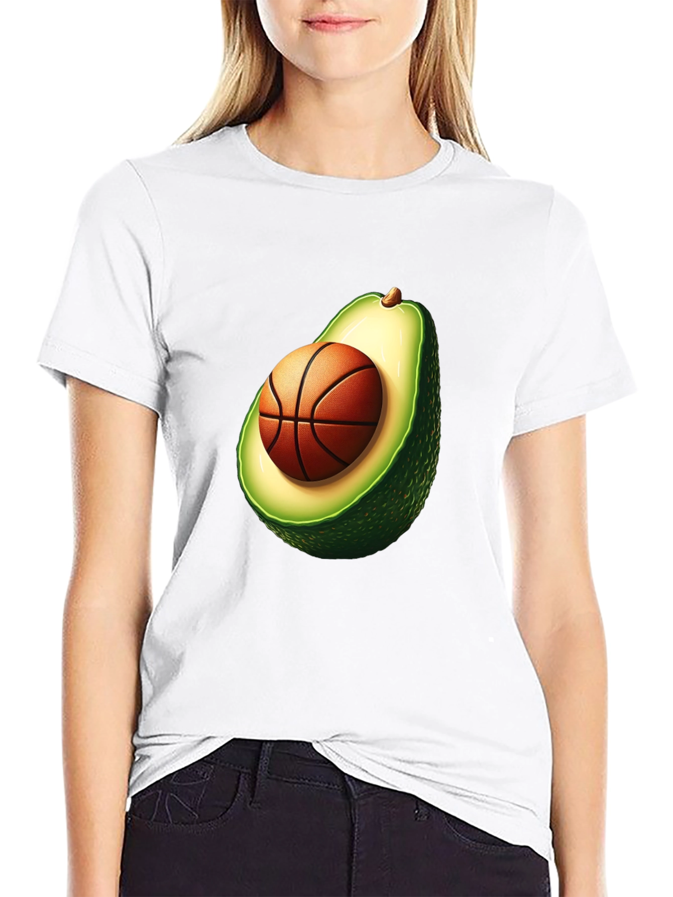 Avocado Basketball Graphic Tee - Unique Mens T-Shirt