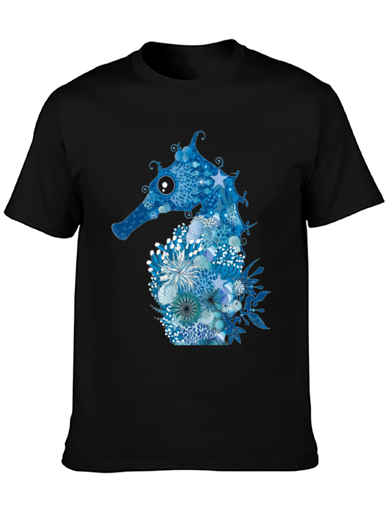Blue Seahorse Graphic Tee - Unique Ocean Design