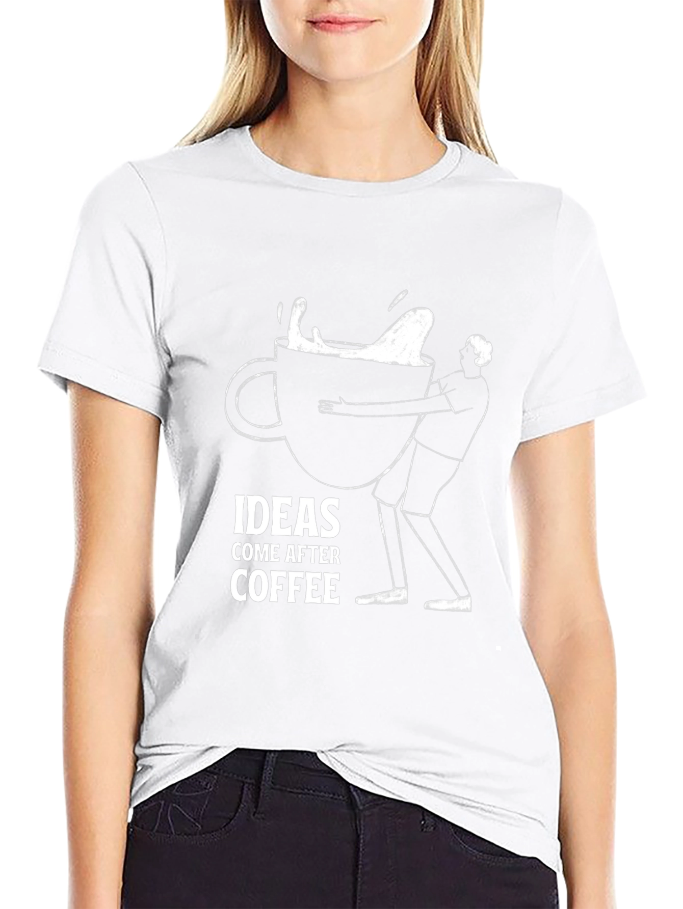 Ideas Come After Coffee Black T-Shirt